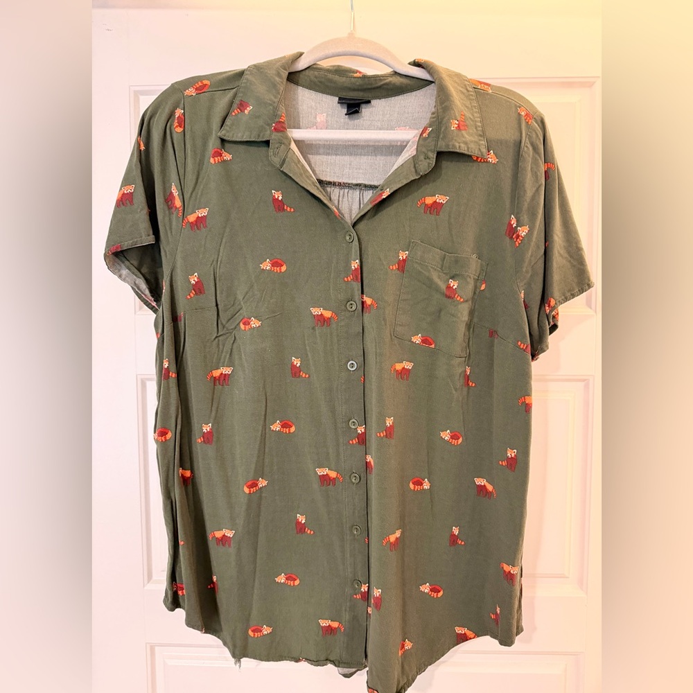 Torrid Olive Red Panda Shirt!